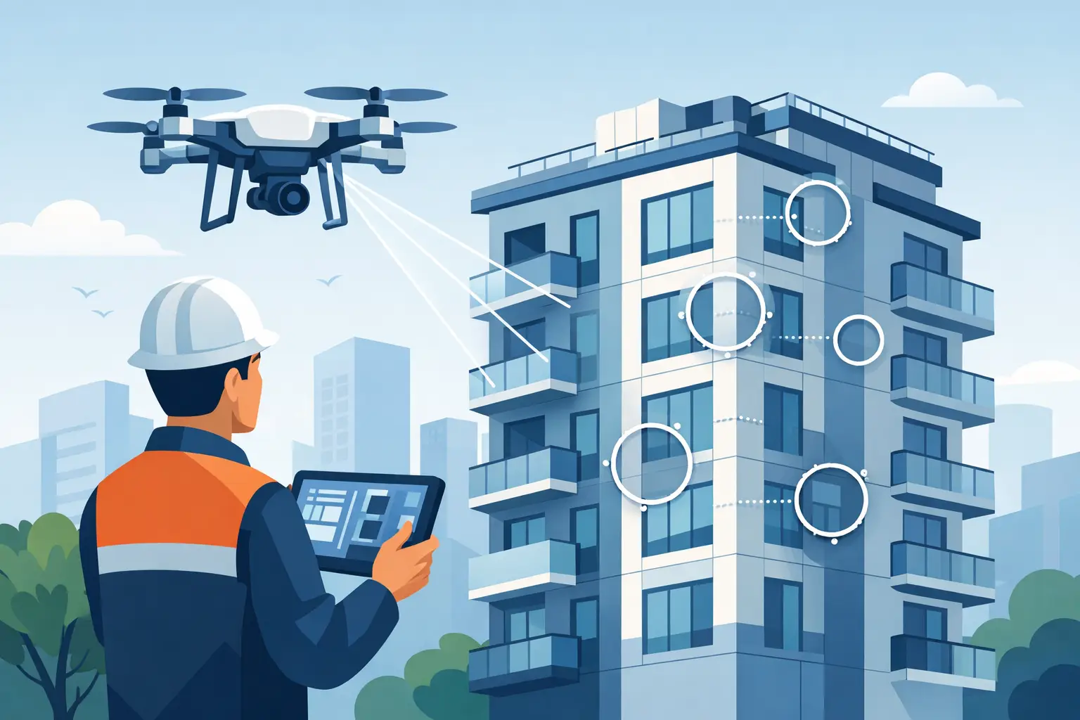 Inspection façade drone immeuble : méthode