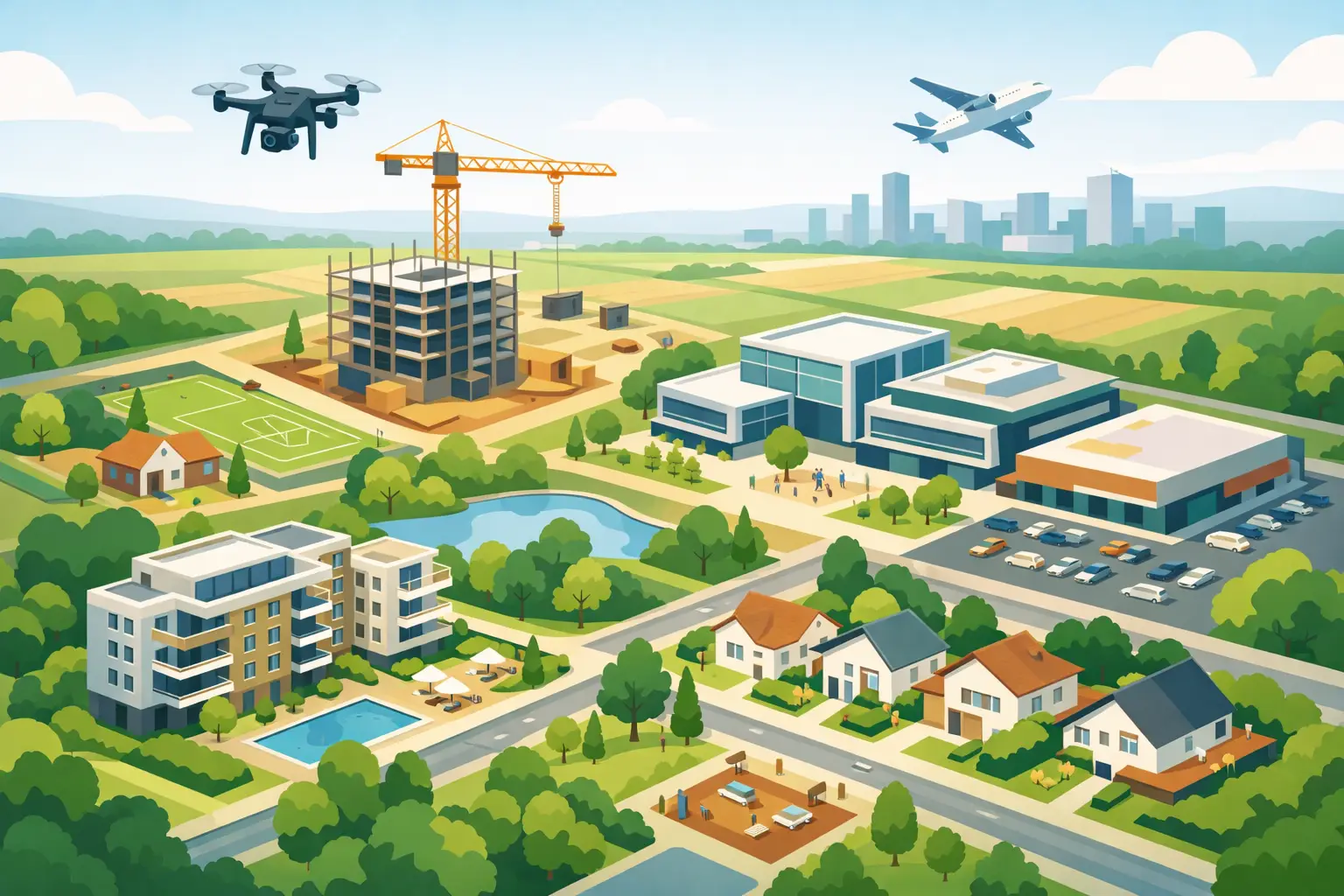 Vue aérienne projet immobilier: quels usages